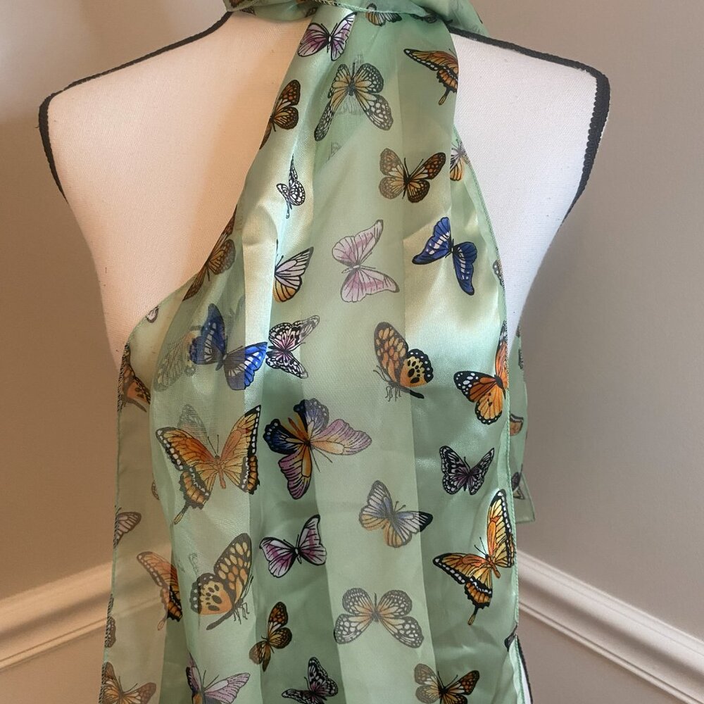Butterfly Scarf Green - Picture 3 of 5